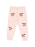 Pantaloni per bambina Konges Sløjd  rosa con motivo ciliegie all-over KS104946 SAND KONGES SLOJD KIDS 