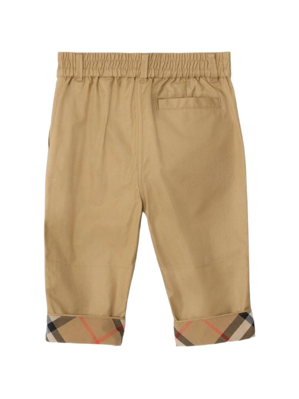 Pantaloni per neonato Burberry Kids beige con dettagli con motivo Vintage Check 8133472 B9719 BURBERRY KIDS 