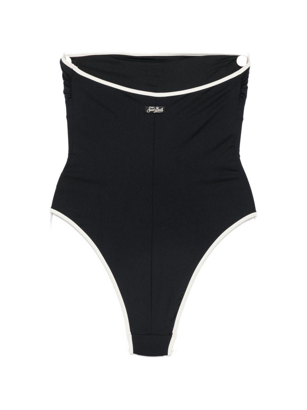 Costume da bagno Khyra MC2 Saint Barth nero con arricciature a stringa KHR0002 00174L MC2 ST. BARTH 