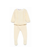 Set maglia con pantaloni per neonata Paz Rodriguez giallo con lavorazione in maglia a coste 103-123522 0501 PaZ RODRIGUEZ KIDS 