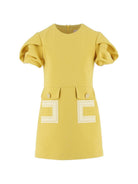 Abito per bambina Elisabetta Franchi La Mia Bambina giallo con applicazione con logo EFAB6460GA022 2033 ElISABETTA FRANCHI KIDS 