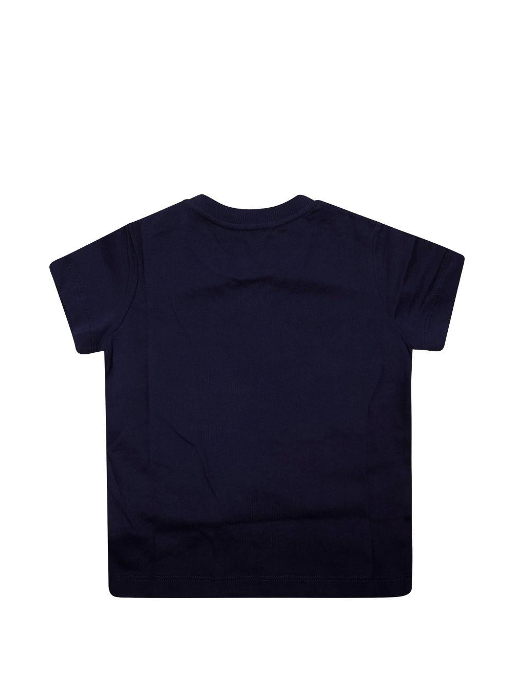 T-shirt per neonati Moschino Kids blu con stampa tre Teddy Bear sul davanti MUM04KLAA17 40016 MOSCHINO KIDS 