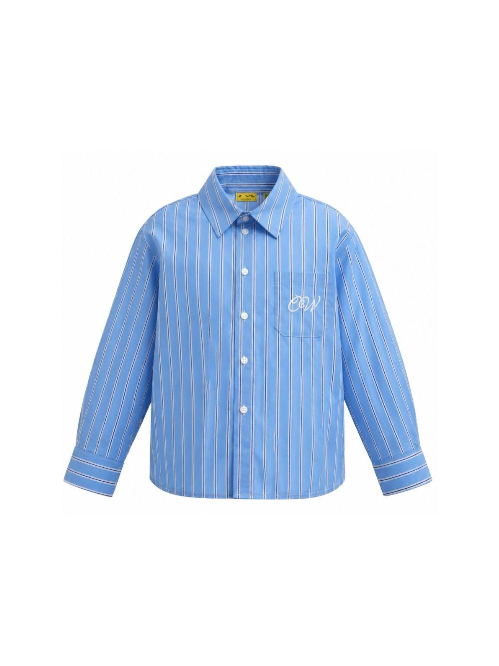Camicia per bambino Off-White Kids azzurra con stampa grafica sul retro 44BGA00AS26F002 430 OFF WHITE KIDS 