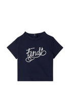 T-shirt per neonati Fendi Kids blu con logo sul davanti BMI283 7AJ F1I11 FENDI KIDS 