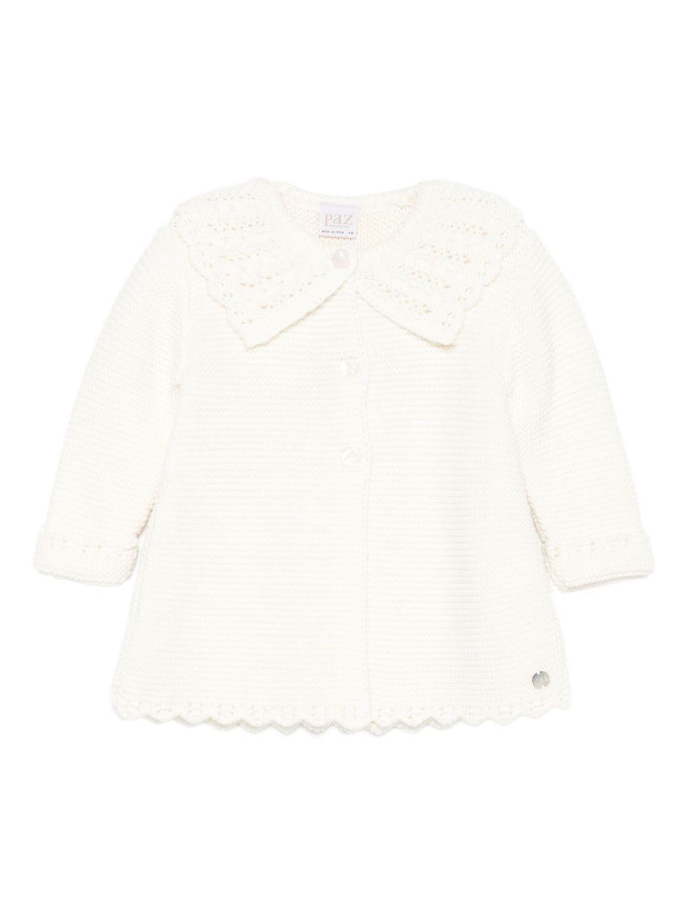 Cardigan per neonata Paz Rodríguez beige con orlo smerlato 009-123100 60 H94 PaZ RODRIGUEZ 