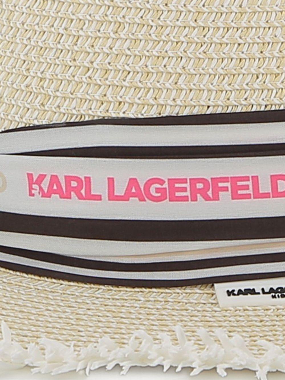 Cappello per bambina Karl Lagerfeld Kids bianco a righe sfilacciato Z31199 Z40 KARL LAGERFELD KIDS 