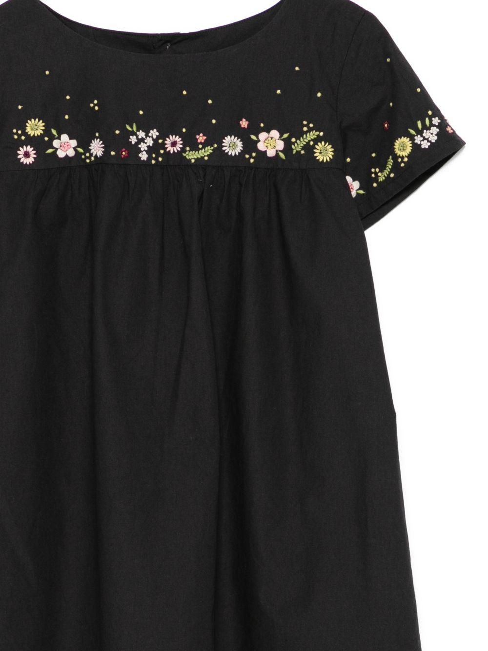 Abito per bambina Bonpoint nero con ricamo a fiori S06GDRW00004 199A BONPOINT KIDS 