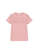 T-shirt per bambina Gucci Kids rosa con logo sul davanti 547559XJHO5 5967 GUCCI KIDS 