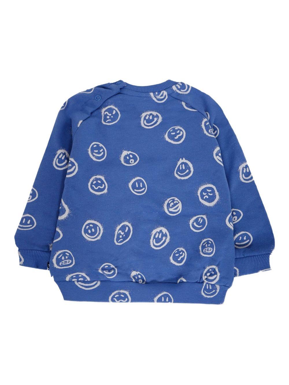 Felpa per neonato Molo blu con stampa smile all-over 6W25J202 9405 MOLO 