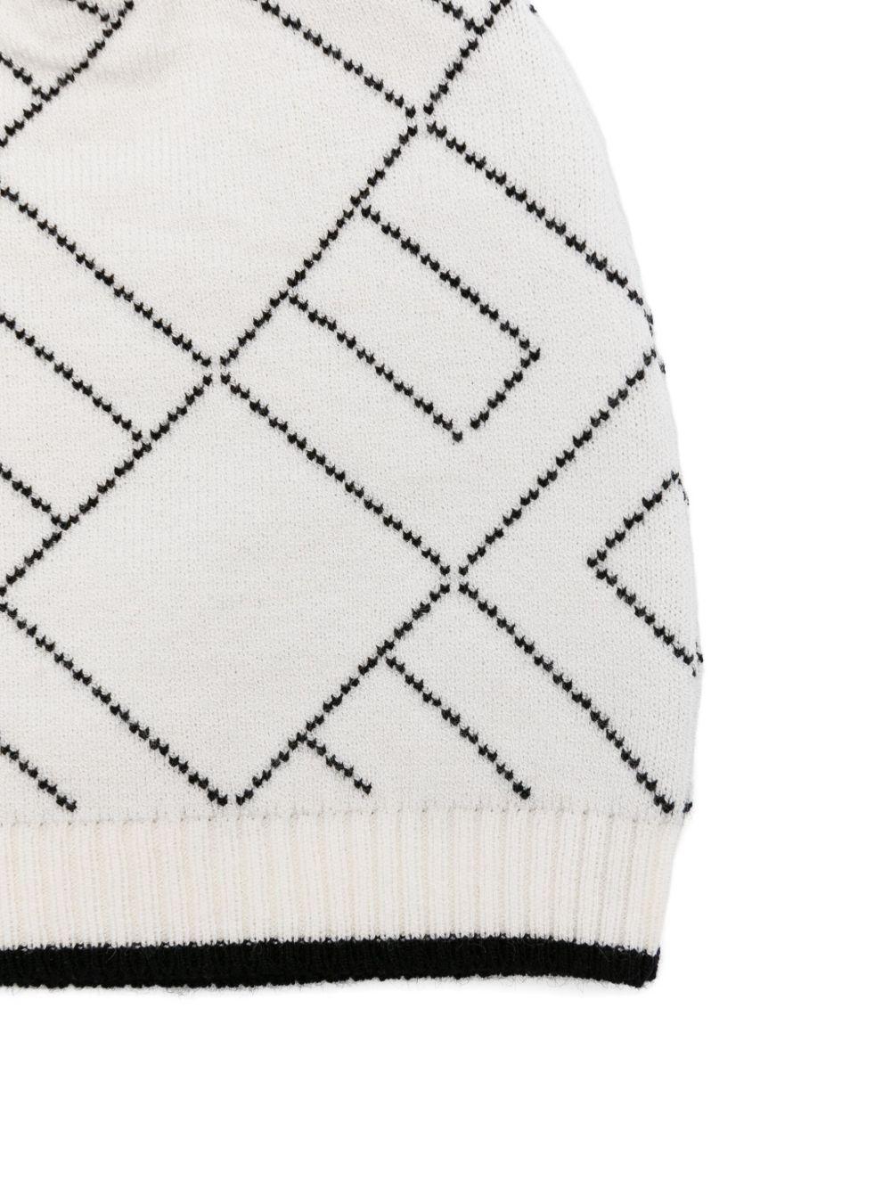 Berretto per neonata Elisabetta Franchi La Mia Bambina bianco con monogramma ENCP074CFL229 D759 ElISABETTA FRANCHI KIDS 