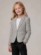Blazer per bambina Balmain Kids bianco e nero con design in tweed BZ2A94 E0253 102AG BALMAIN KIDS 