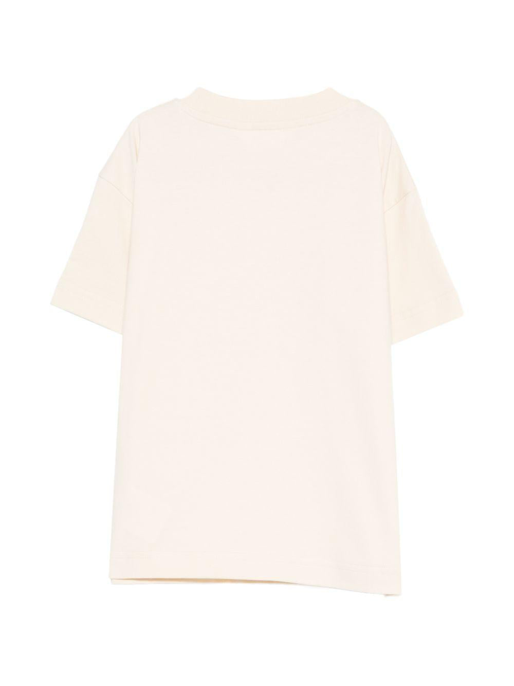 T-shirt per bambino Palm Angels Kids beige con logo sul davanti PBAA011S26JER001 092 PALM ANGELS KIDS 