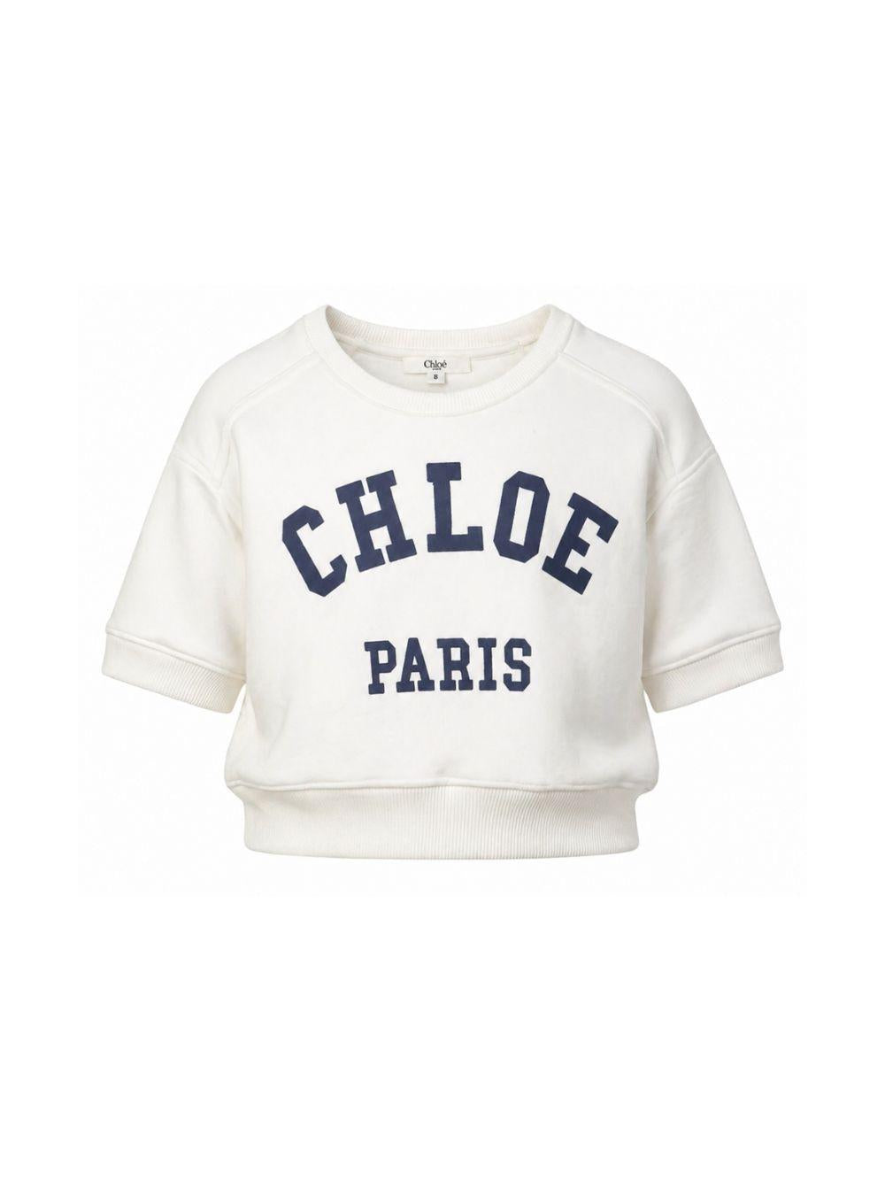 T-shirt girocollo per bambina Chloé Kids bianca con applicazione logo C20844 117 CHLOE' KIDS 