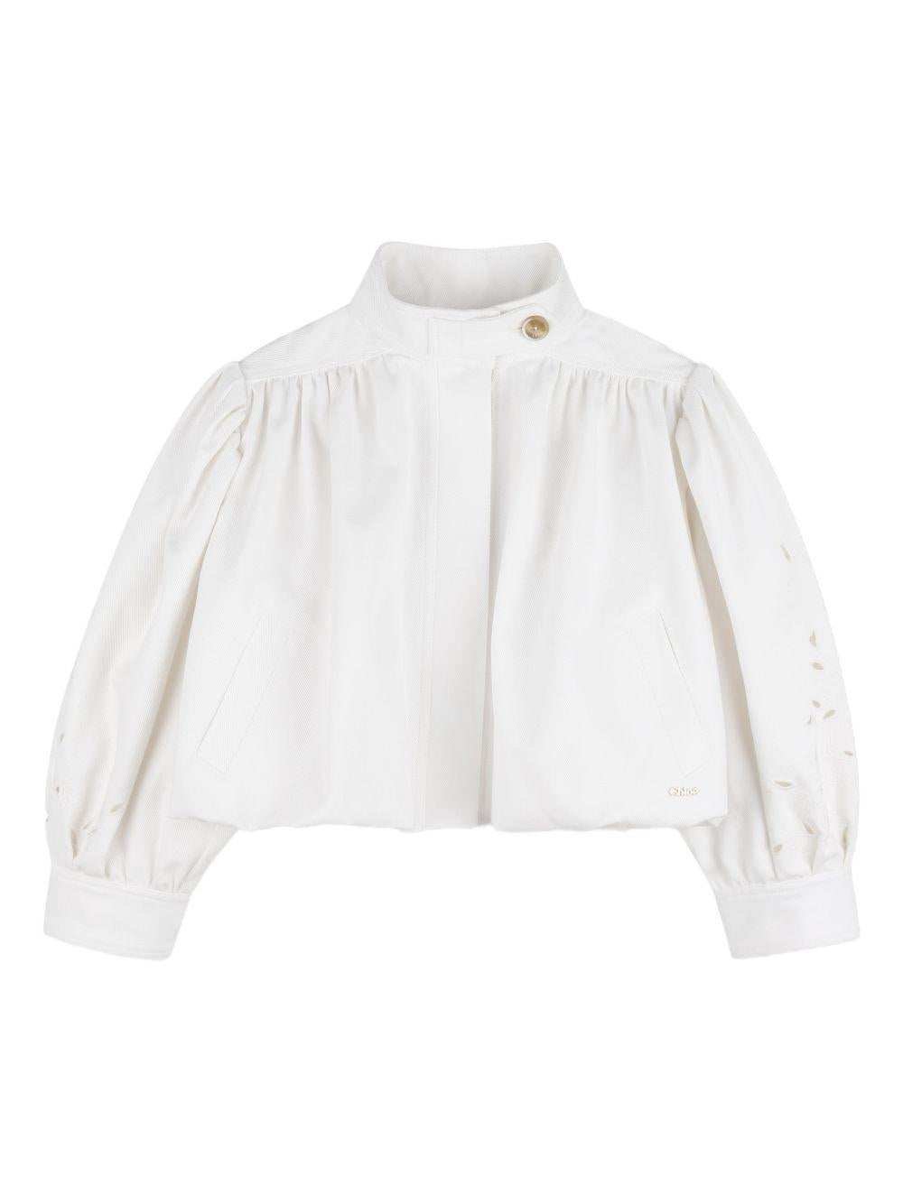 Giacca per bambina Chloé Kids bianca con design laser cut C20837 117 CHLOE' KIDS 