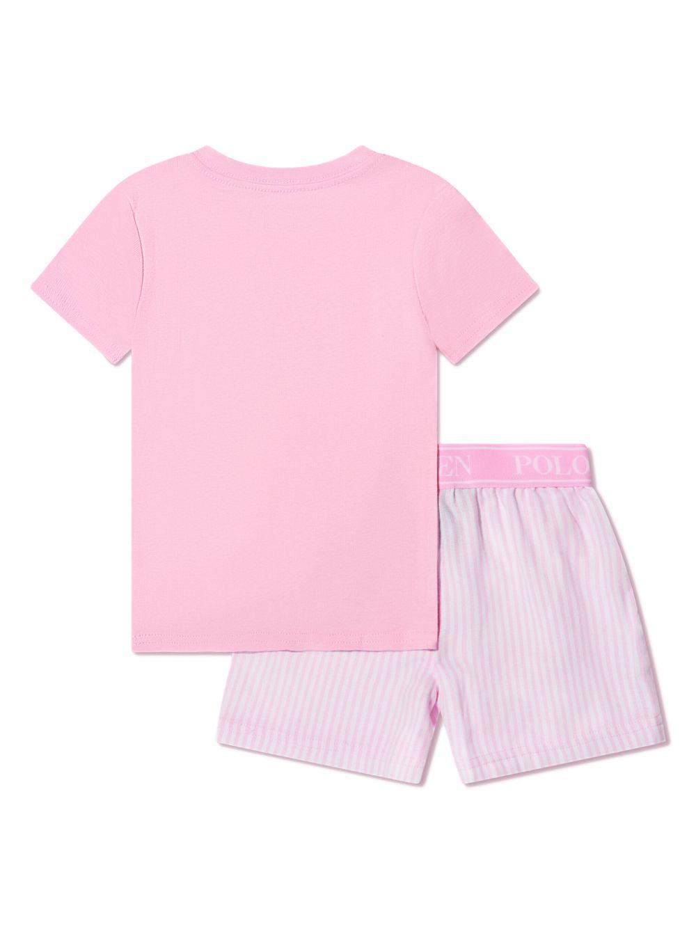 Pigiama per bambina Polo Ralph Lauren Kids bianco e rosa con stampa Polo Pony P0146 W2Q Ralph Lauren kids 