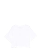T-shirt per bambina Moschino Kids bianca con stampa Teddy Bear HDM072LBA00 10101 MOSCHINO KIDS 