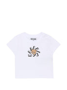 T-shirt per neonati Moschino Kids bianca con motivo Teddy Bear MXM047LAA02 10101 MOSCHINO KIDS 