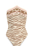 Costume intero da donna MC2 Saint Barth beige con stampa animalier MRYE001 09095L MC2 ST. BARTH 