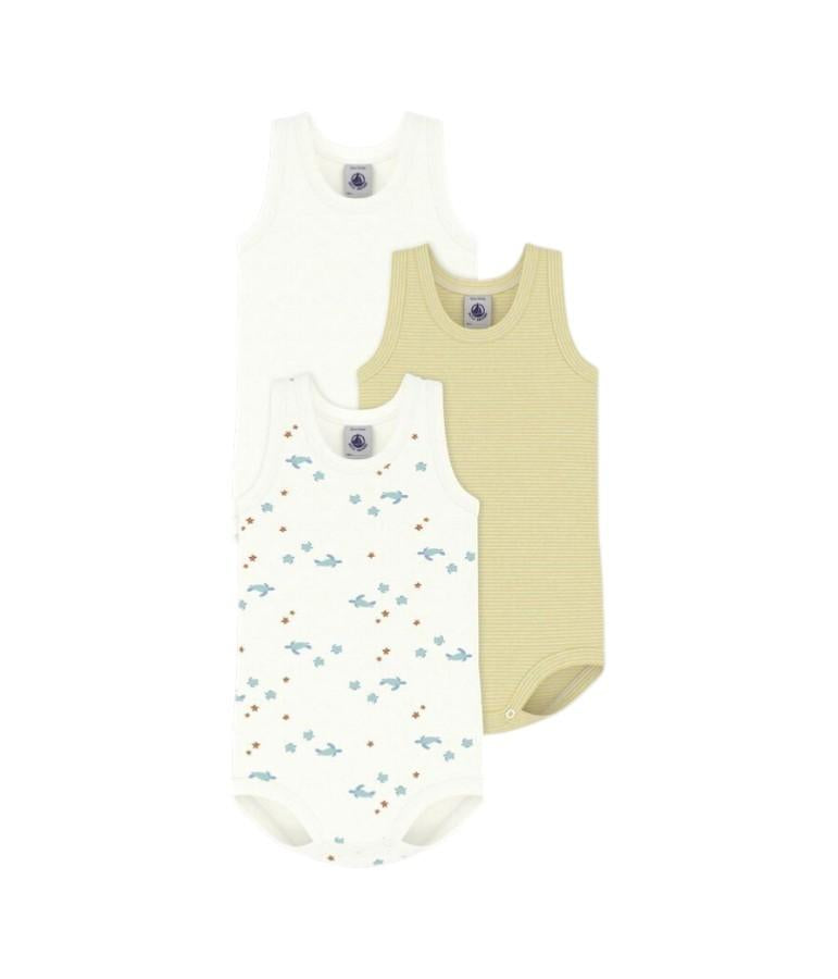 Set di tre tutine per neonati Petit Bateau multicolore a fantasie diverse A0FSM 00 PETIT BATEAU 