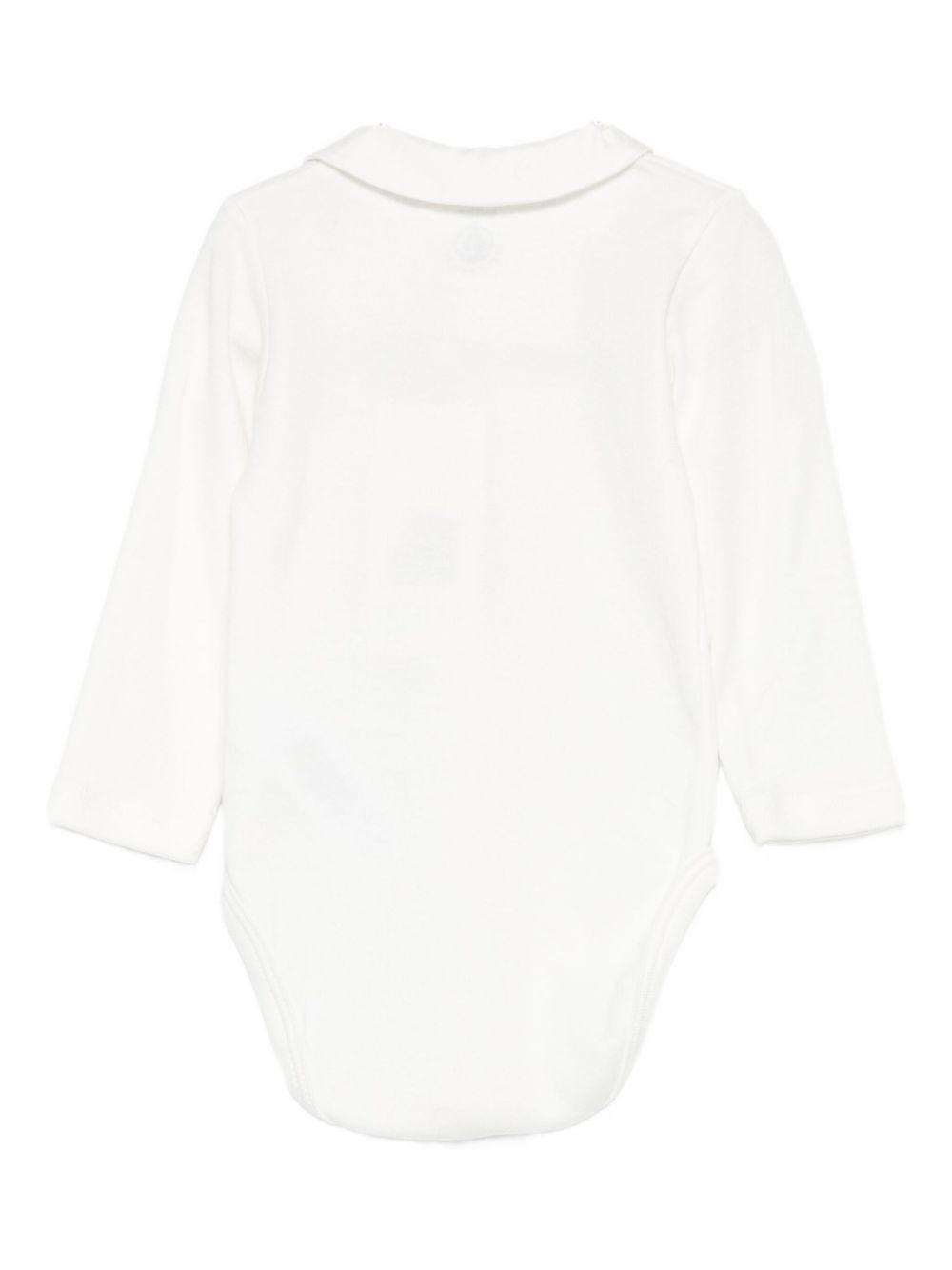 Body per neonati Petit Bateau bianco con ricamo con logo Anchor A0EKL 01 PETIT BATEAU KIDS 