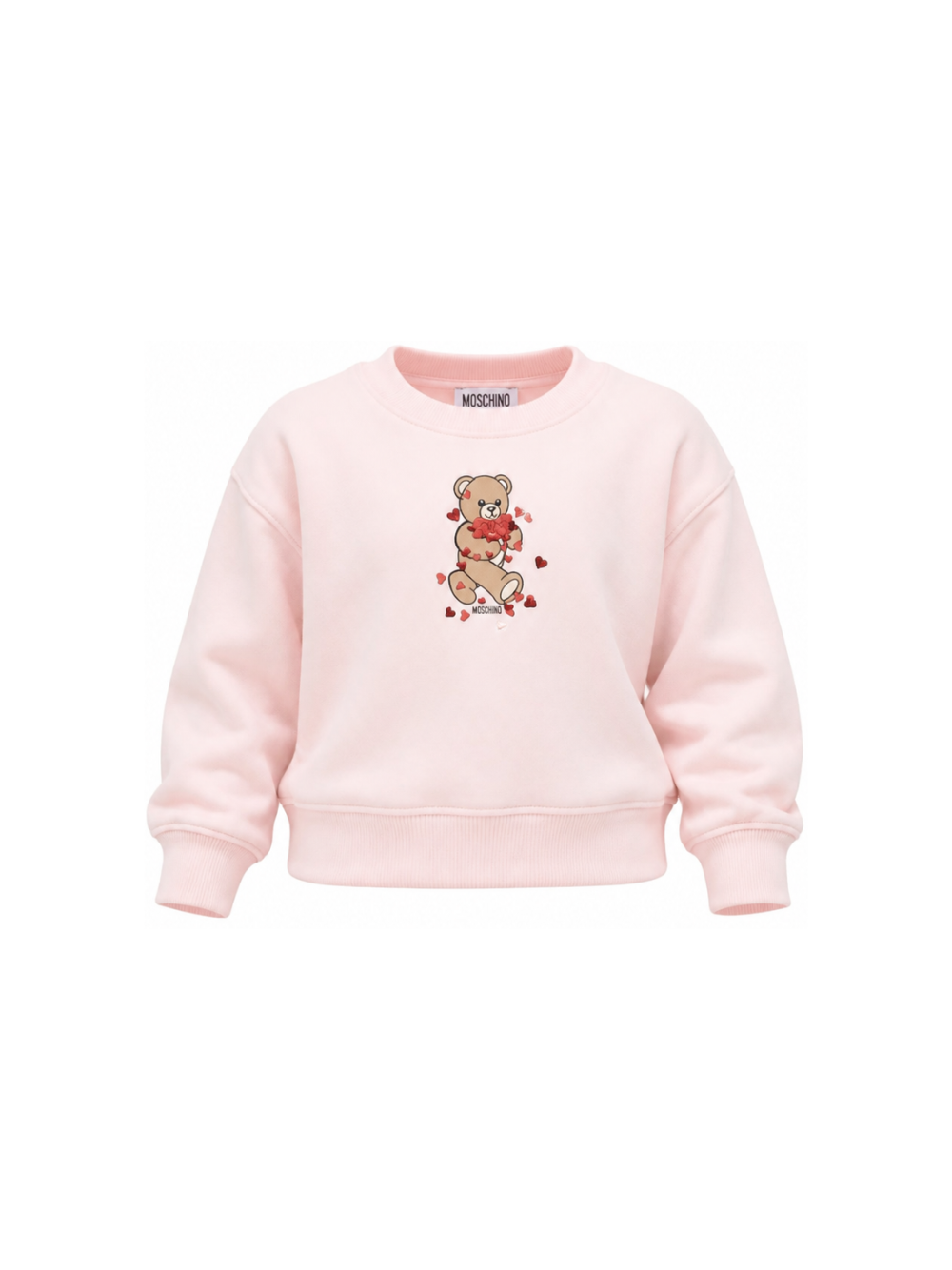 Felpa per bambina Moschino Kids rosa con dettaglio Teddy Bear HBF06GLDA63 50209 MOSCHINO KIDS 