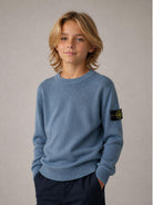 Maglione per bambino Stone Island Kids azzurro con orlo e polsini a coste L2S165100002S00M1 V004B STONE ISLAND KIDS 