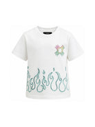 T-shirt per bambino Amiri Kids bianca con stampa fiamma verde ACTOJR1028 127 AMIRI KIDS 