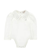 Body per neonata Monnalisa Kids bianco con decorazione con strass 37H300 8002 0001 MONNALISA KIDS 