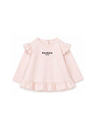 T-shirt per neonata Balmain Kids rosa con dettagli con volant BZ8010 Z3672 508NE BALMAIN KIDS 