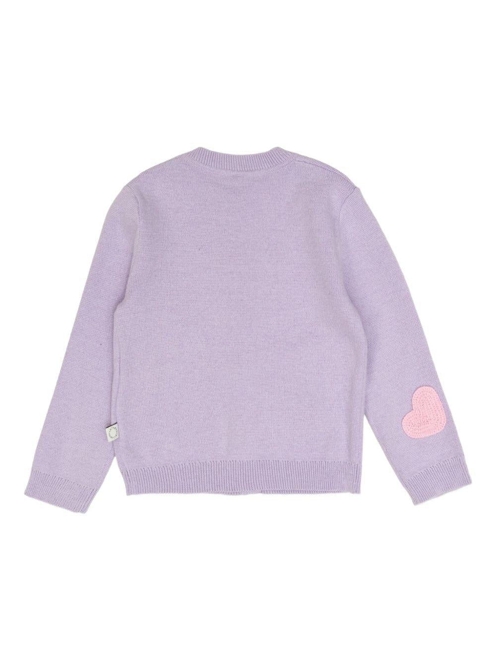Cardigan per neonata Stella McCartney Kids viola con applicazione TX9000 Z1528 522 STELLA McCARTNEY KIDS 