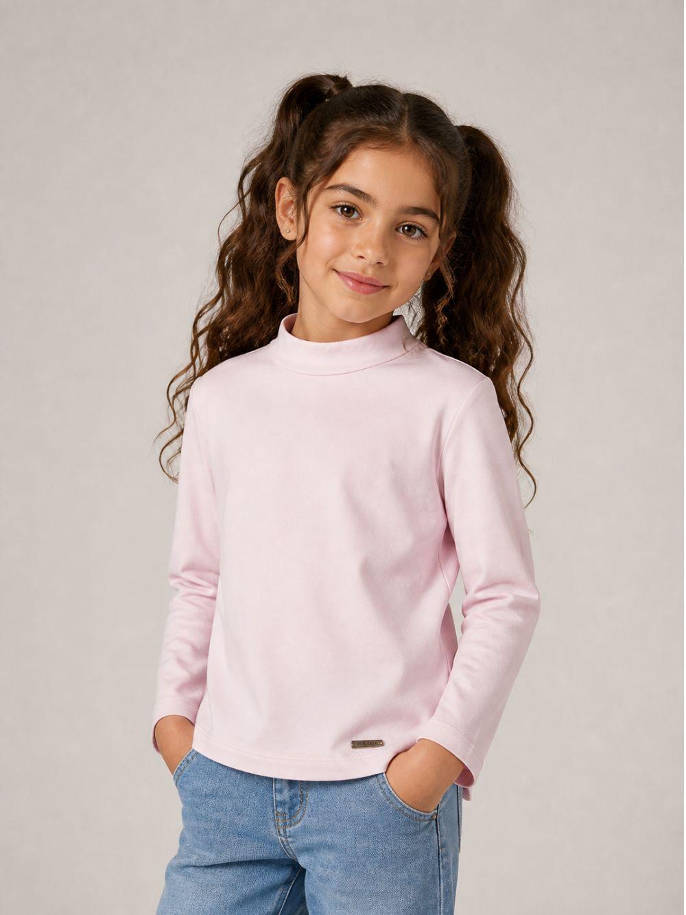T-shirt per bambina Monnalisa Kids rosa con dettaglio collo alto 17HLUP 8201 0091 MONNALISA KIDS 