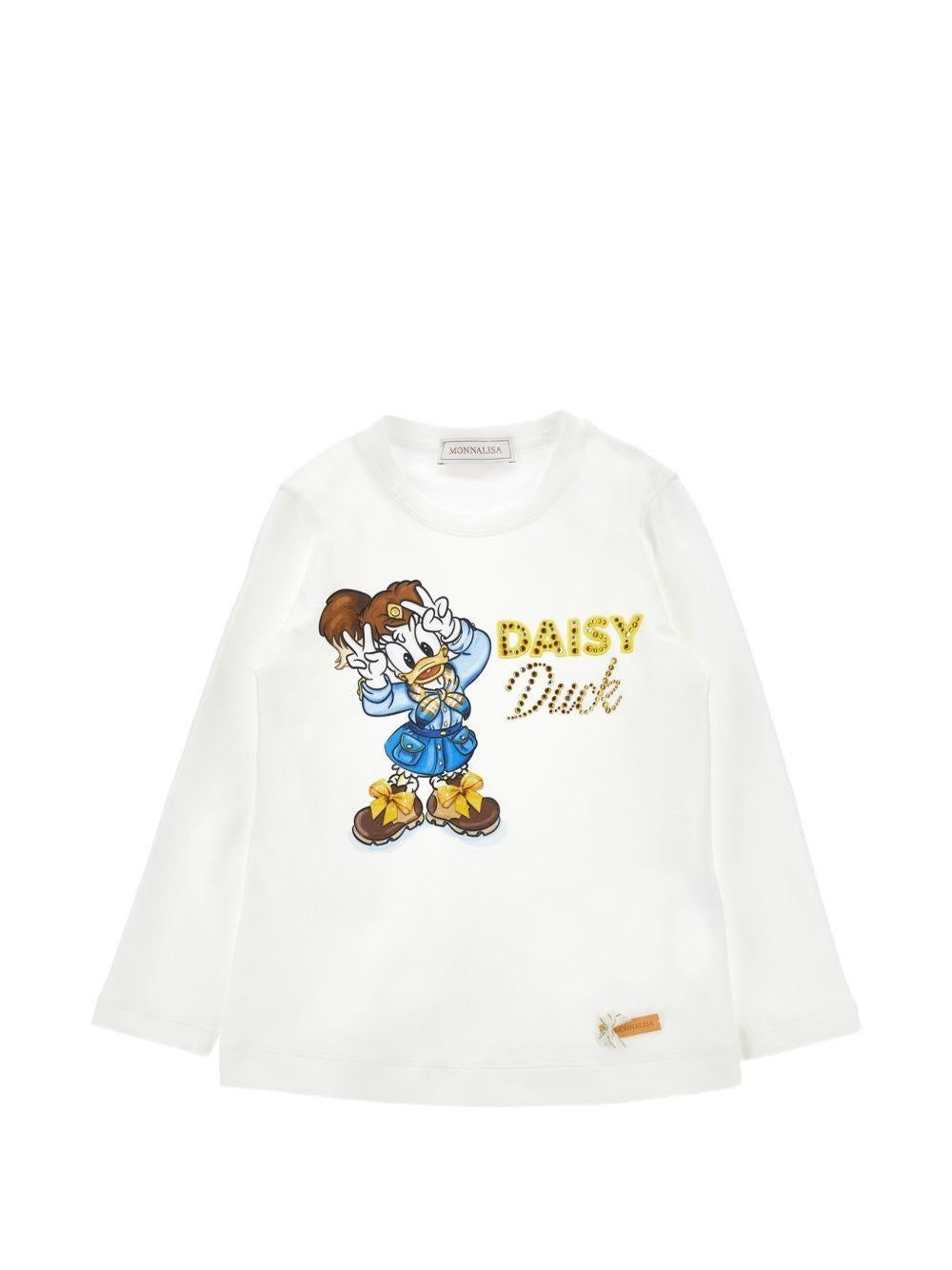 T-shirt per bambina Monnalisa Kids bianca con stampa grafica 11H622 8201 0156 MONNALISA KIDS 