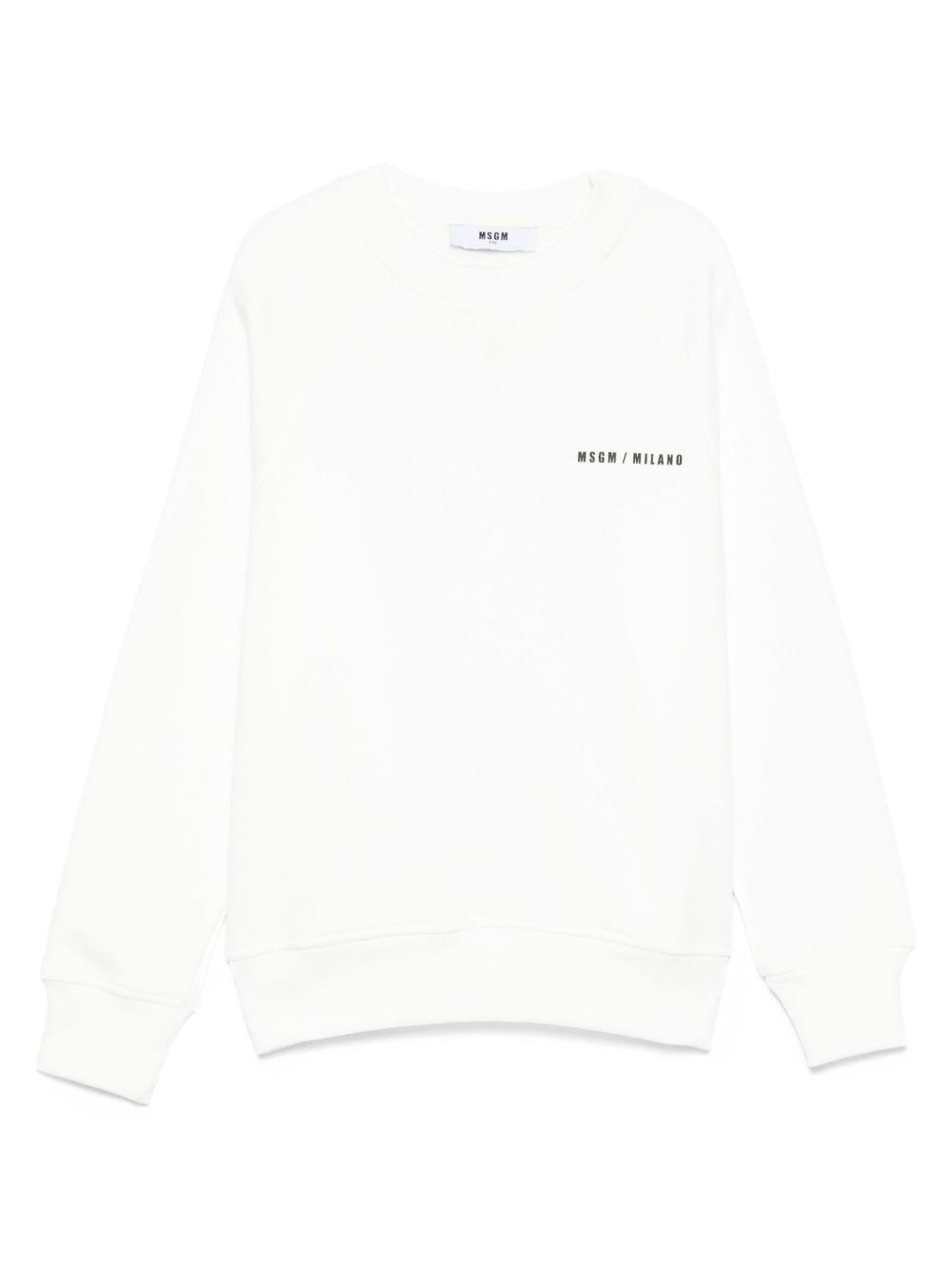 Felpa per bambino MSGM Kids bianco con stampa logo sul davanti F5MSJBSW225 002 MSGM KIDS 