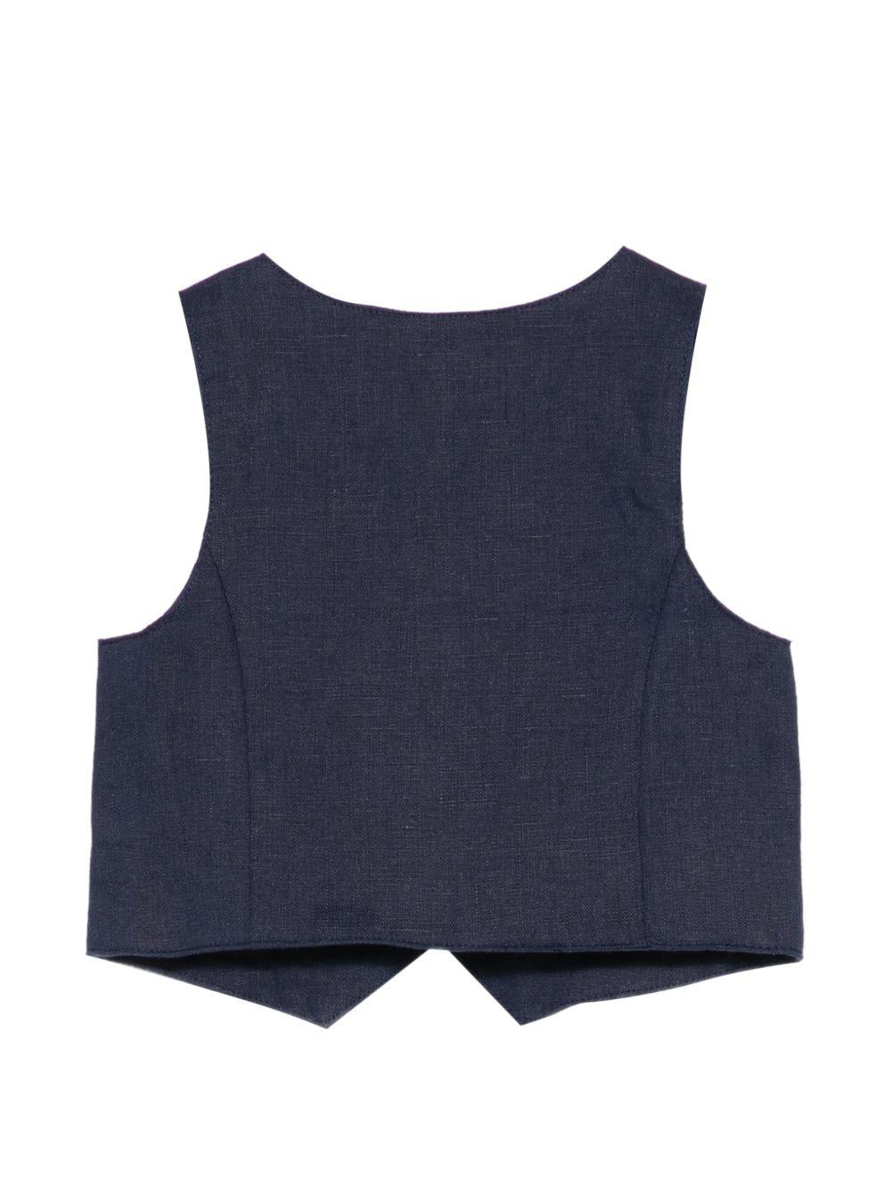 Gilet per neonato Tartine Et Chocolat blu con logo ricamato sul davanti CC16001 04 TArtine & Chocolat KIDS 
