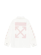 Giacca per bambina Off-White Kids bianca con striscie sulla manica 44GYD002S26D001 100 OFF WHITE KIDS 