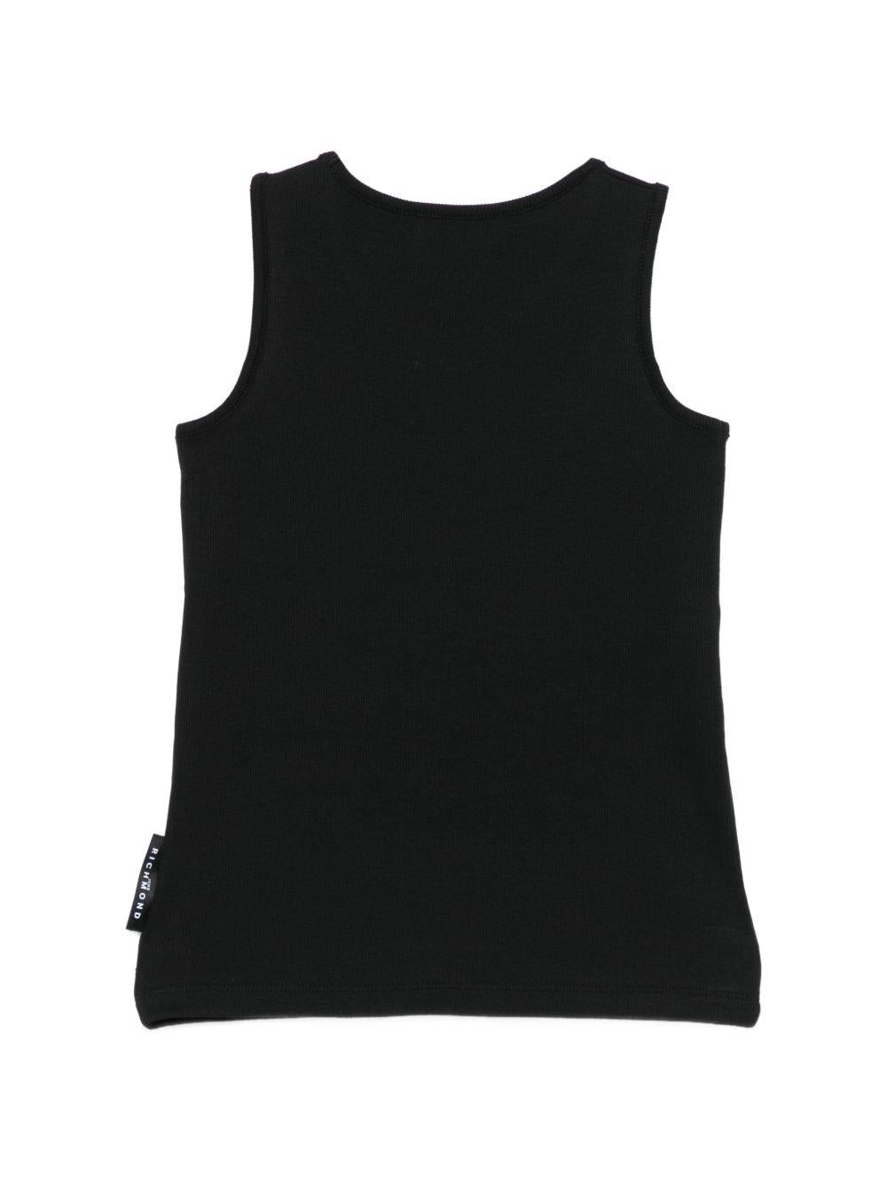 Canotta per bambina John Richmond Junior nera con dettaglio logo RGP26004CN BLACK JOHN RICHMOND KIDS 