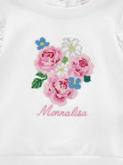 Felpa per neonata Monnalisa bianca con ricamo floreale sul davanti 39G604 7007 0099 MONNALISA KIDS 