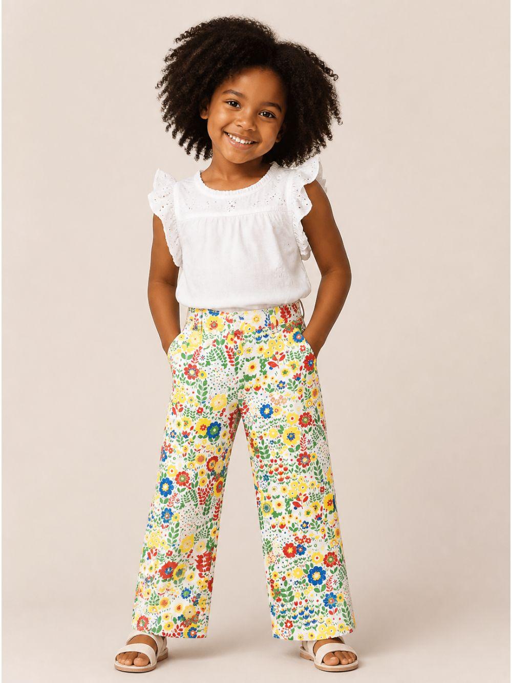 Pantaloni per bambina Stella McCartney Kids multicolore con stampa floreale TZ6A40 Z3891 999MC STELLA McCARTNEY KIDS 