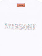 T-shirt per bambina Missoni Kids bianca con stampa logo<BR/> MY8A81 Z3672 100 MISSONI KIDS 