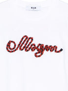 T-shirt per bambina MSGM Kids bianca con perline S6MSJGTH173 001 MSGM KIDS 