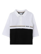 Polo per neonato Boss Kids bianca e nera con design color-block J52456 09B BOSS KIDS 