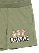 Shorts per neonati Moschino Kids verde con tre Teddy Bear sul davanti MUQ01ULAA17 30037 MOSCHINO KIDS 