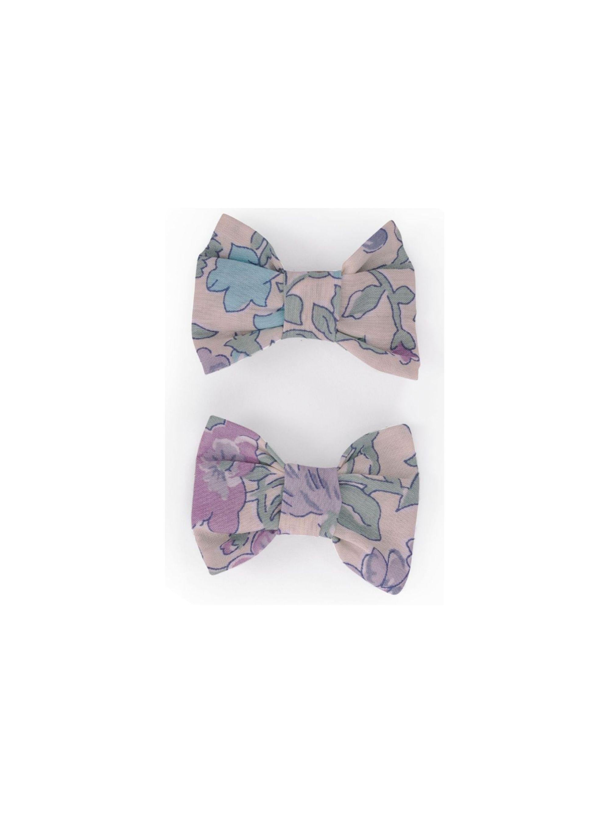 Ferma capelli per bambina Bonpoint azzurri a fiori con fiocco C06GHAW00001 556 BONPOINT 