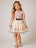 Abito per bambina Monnalisa Kids rosa con stampa a fiori 11H913 8621 0684 MONNALISA KIDS 