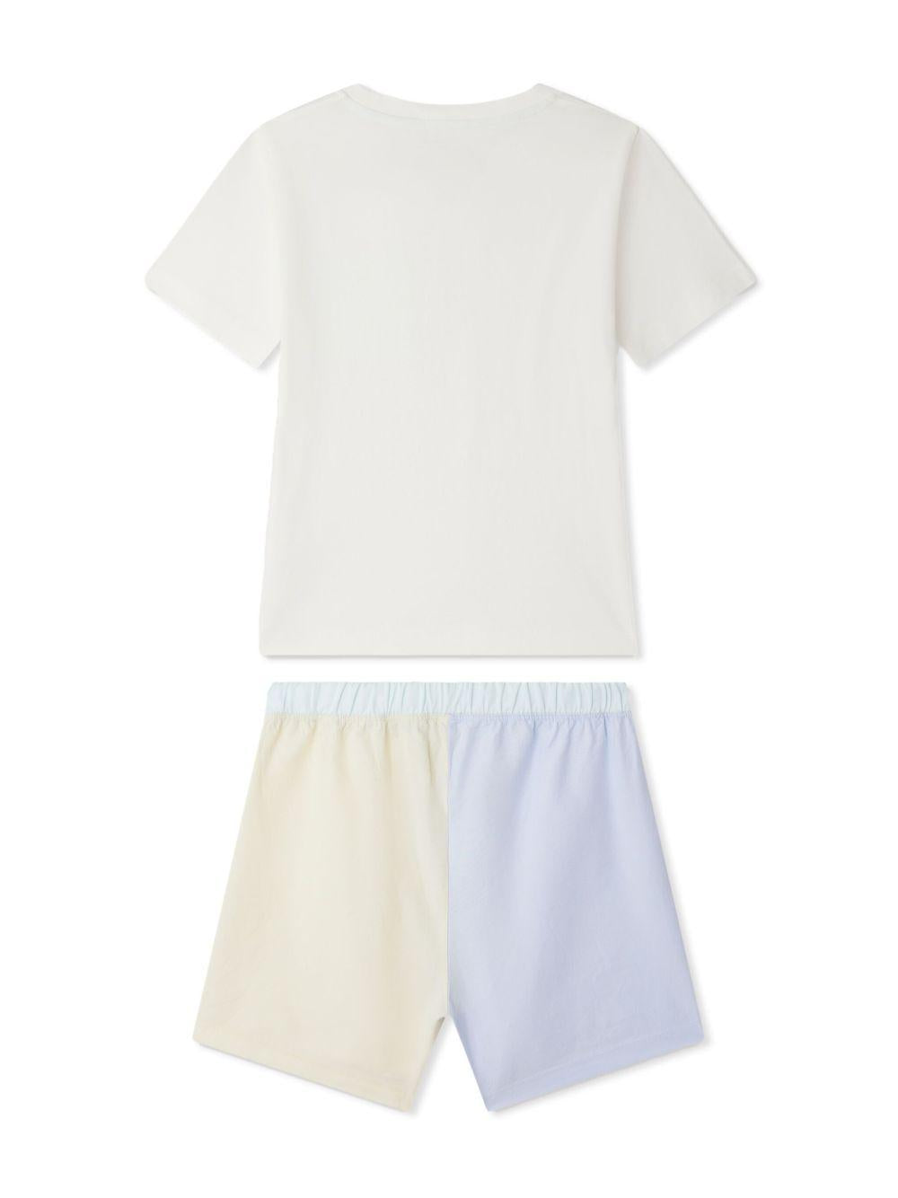 Shorts pigiama per bambino Bonpoint Etin bianco con design color-block S05BNIW00002 910 BONPOINT KIDS 