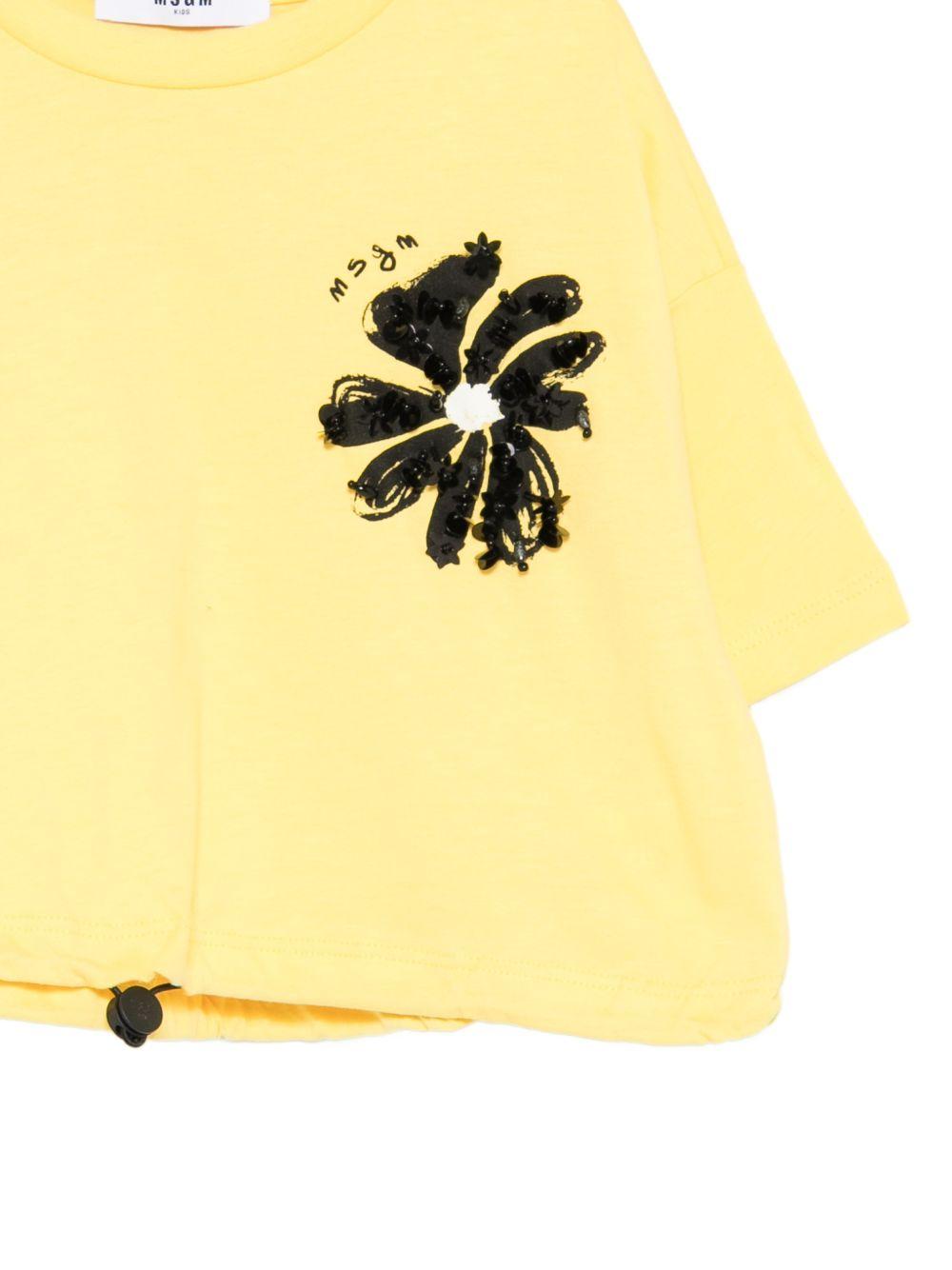 T-shirt per bambina MSGM Kids gialla con orlo con coulisse S6MSJGTH106 MS009 MSGM KIDS 