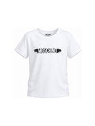 T-shirt per bambini Moschino Kids bianca con stampa logo sul davanti H8M058LAA10 10101 MOSCHINO KIDS 