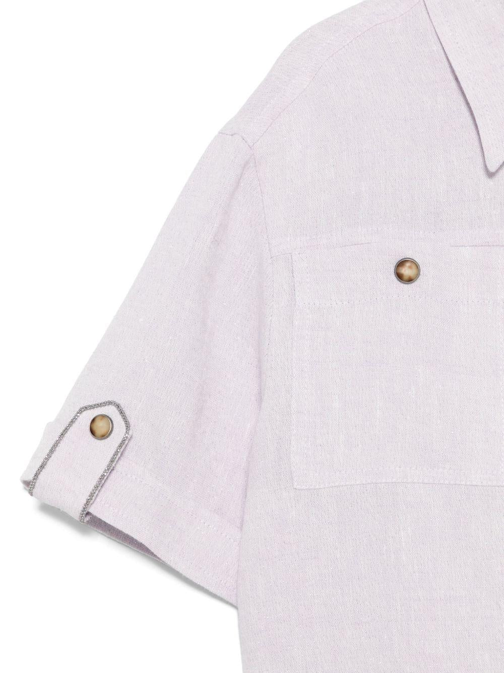 Camicia in lurex per bambina Brunello Cucinello Kids lilla con risvolti BH547S024 C167 BRUNELLO CUCINELLI KIDS 