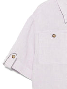 Camicia in lurex per bambina Brunello Cucinello Kids lilla con risvolti BH547S024 C167 BRUNELLO CUCINELLI KIDS 