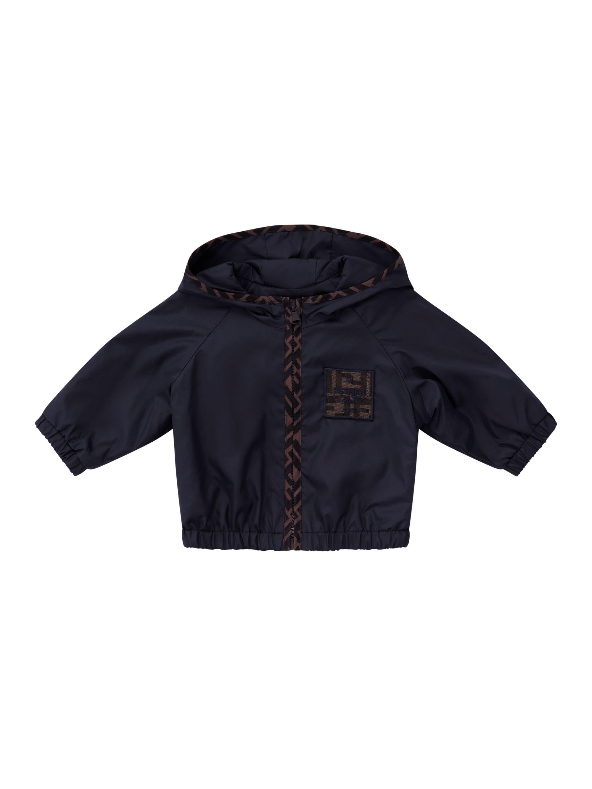 Giubbino per neonato Fendi Kids blu con toppa quadrata con logo FF BUA123 AS56 F0QG0 FENDI KIDS 